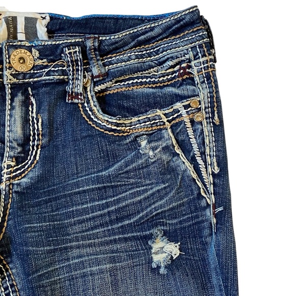TRADEMARK H Bootcut Jeans Pocket Flaps Blue Embellishments Size 9/10 - Picture 5 of 14